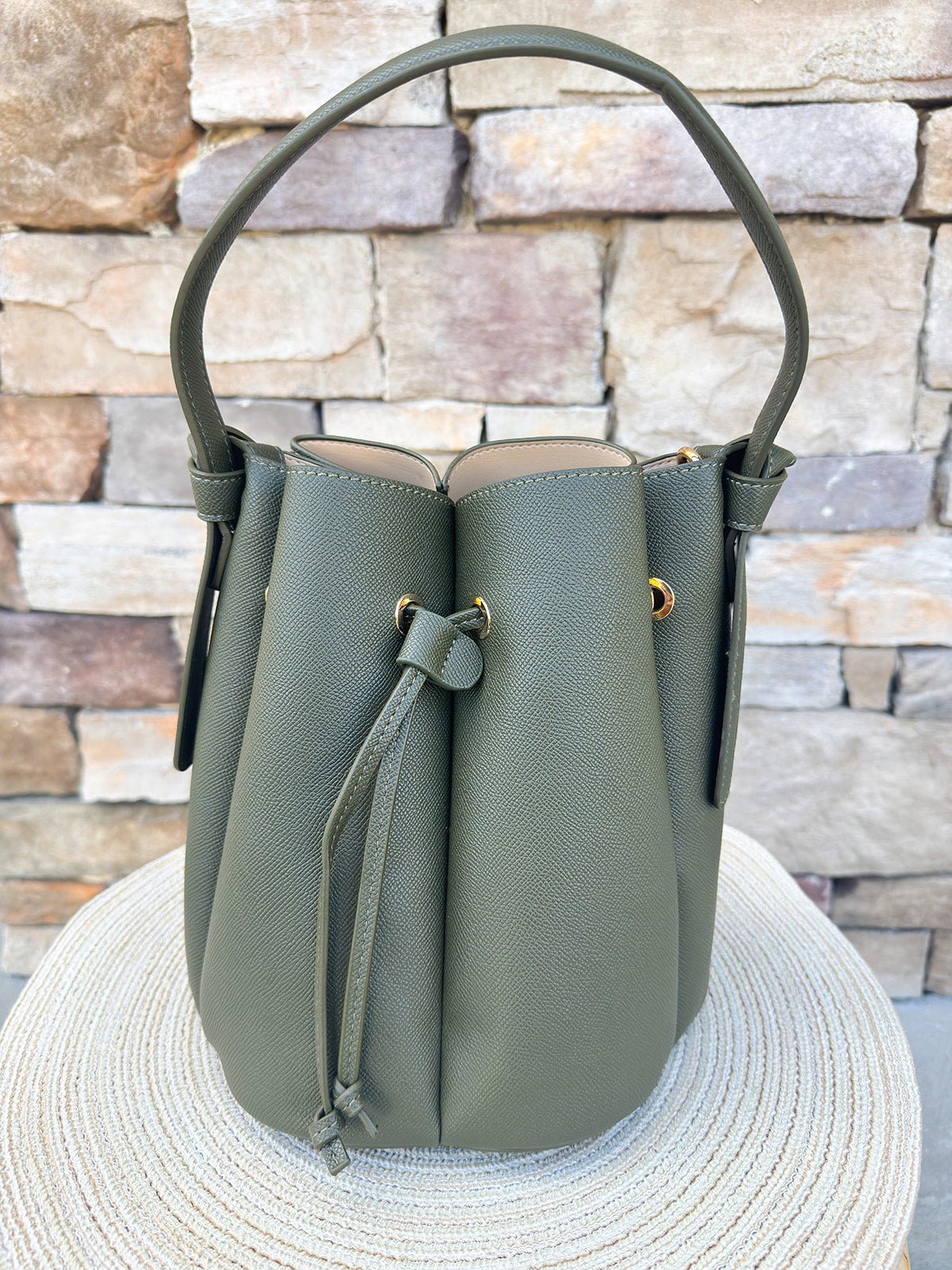 Laguna Olive Top Handle Bag - The Pink Pineapple 850