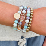 Lainey Mixed Beads 4 Row Stretch Bracelet Set - The Pink Pineapple 850