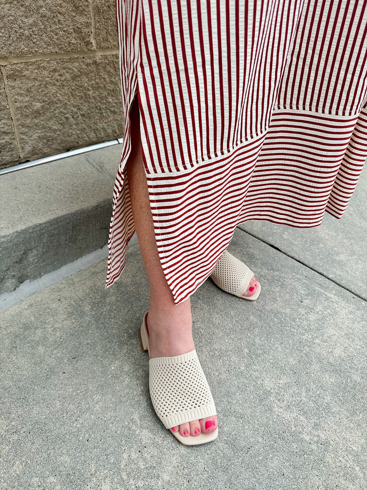 Lantern Light Striped Midi Dress - The Pink Pineapple 850