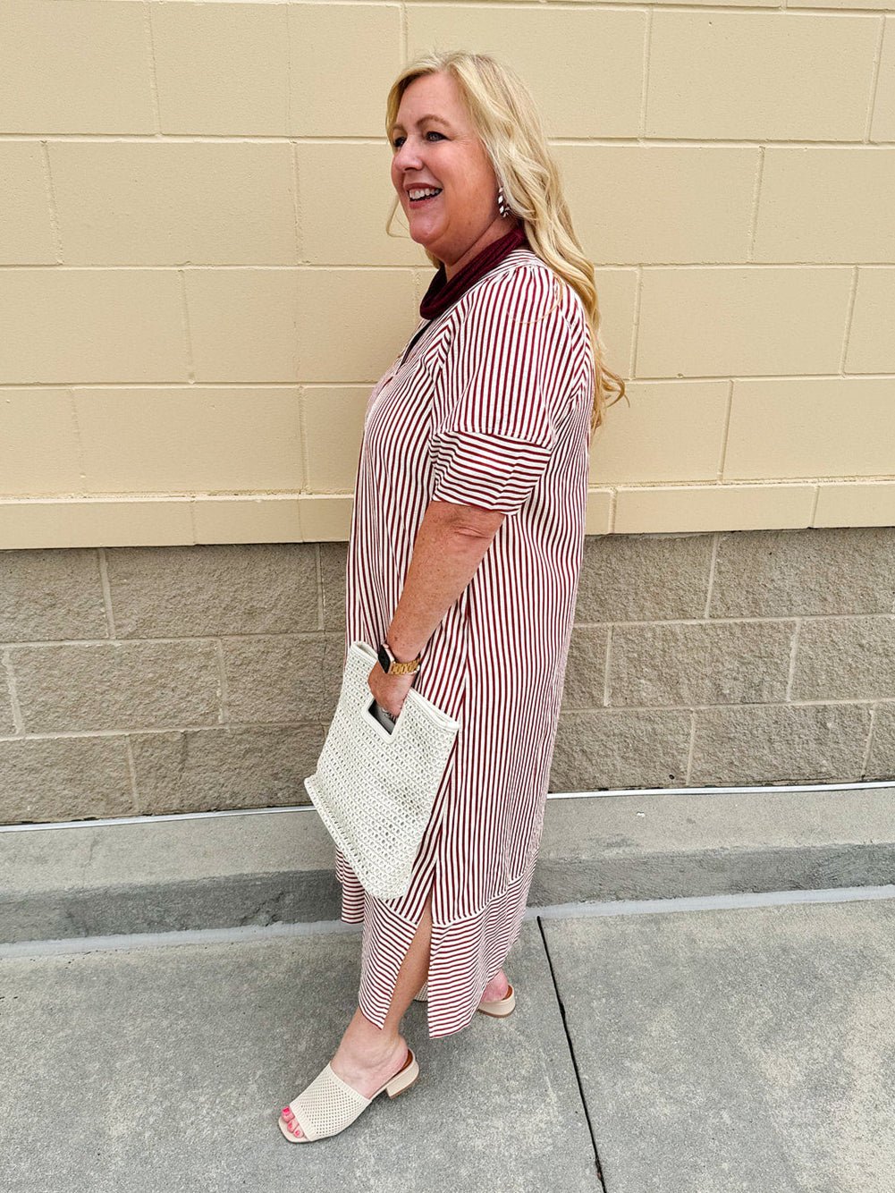 Lantern Light Striped Midi Dress - The Pink Pineapple 850