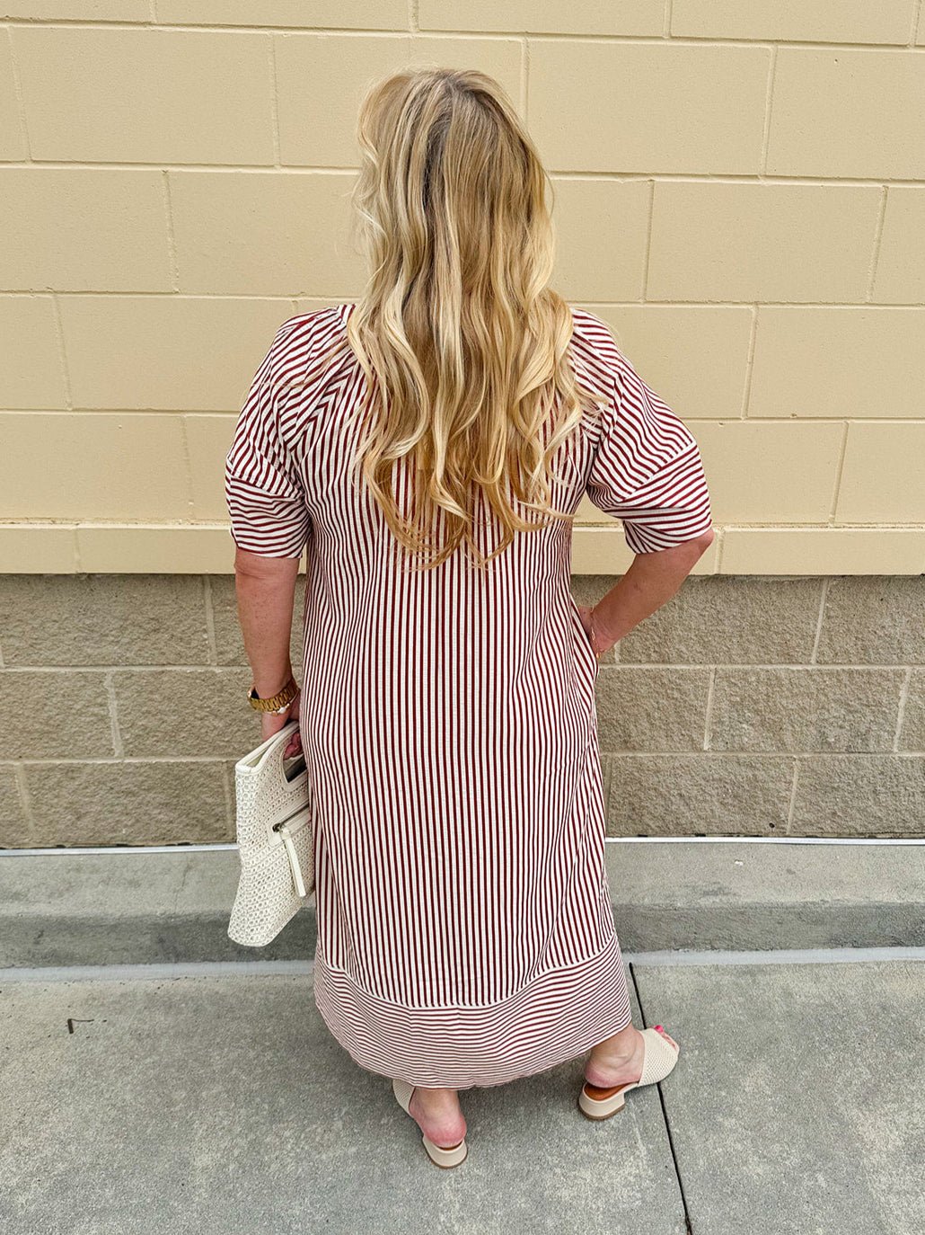 Lantern Light Striped Midi Dress - The Pink Pineapple 850