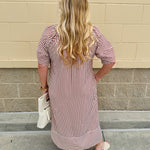 Lantern Light Striped Midi Dress - The Pink Pineapple 850
