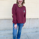 Lantern Sleeve Crew in Garnet - The Pink Pineapple 850