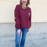 Lantern Sleeve Crew in Garnet - The Pink Pineapple 850