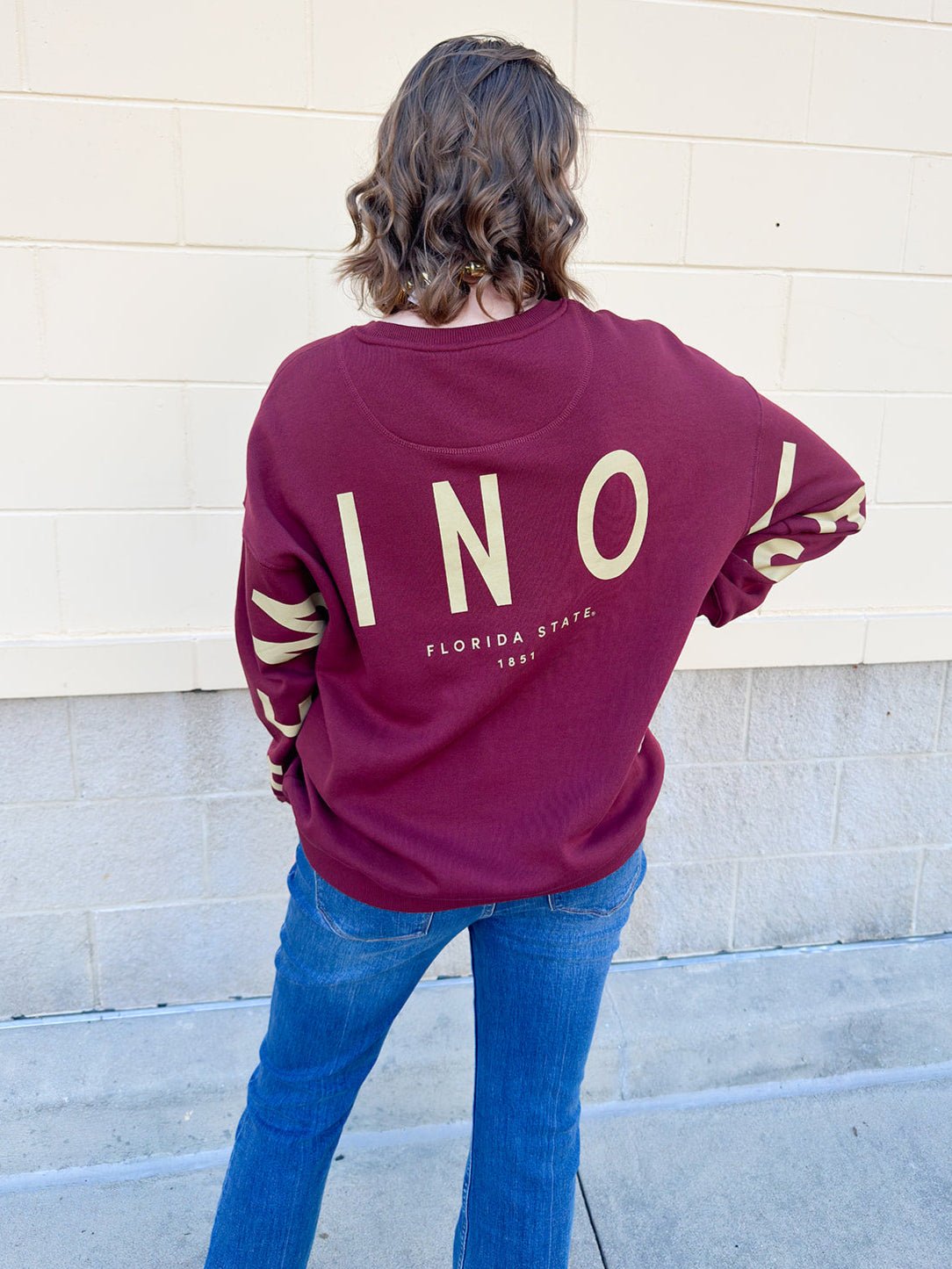 Lantern Sleeve Crew in Garnet - The Pink Pineapple 850