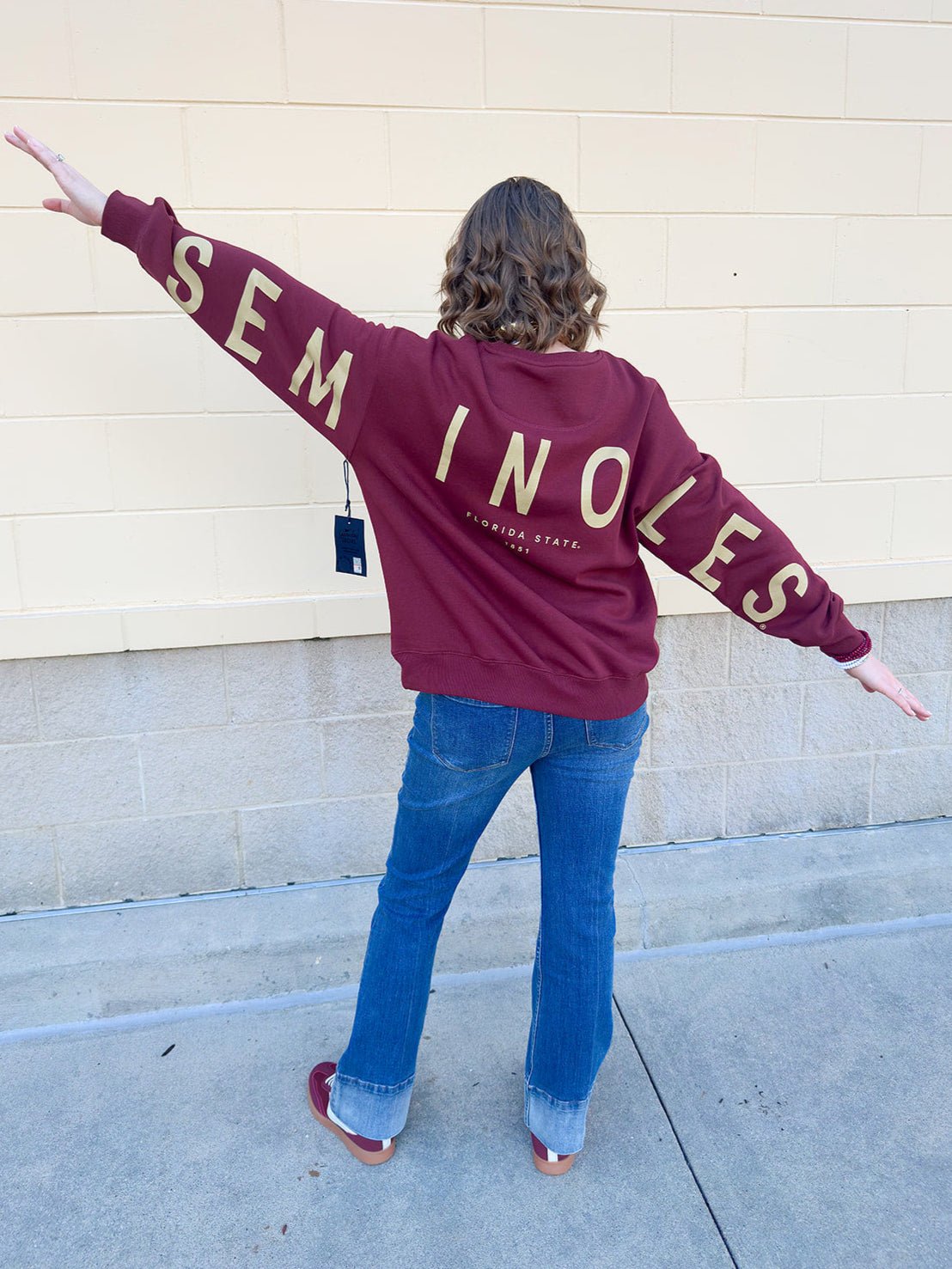 Lantern Sleeve Crew in Garnet - The Pink Pineapple 850