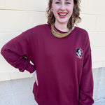 Lantern Sleeve Crew in Garnet - The Pink Pineapple 850