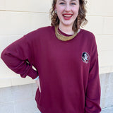 Lantern Sleeve Crew in Garnet - The Pink Pineapple 850