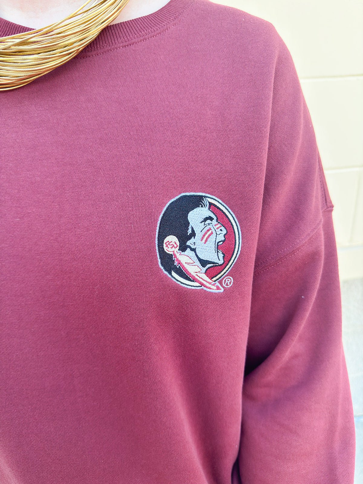 Lantern Sleeve Crew in Garnet - The Pink Pineapple 850