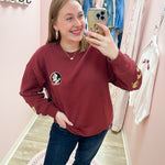 Lantern Sleeve Crew in Garnet - The Pink Pineapple 850