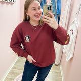 Lantern Sleeve Crew in Garnet - The Pink Pineapple 850