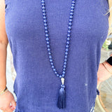 Lapis Lazuli Mala Bead Tassel Necklaces - The Pink Pineapple 850