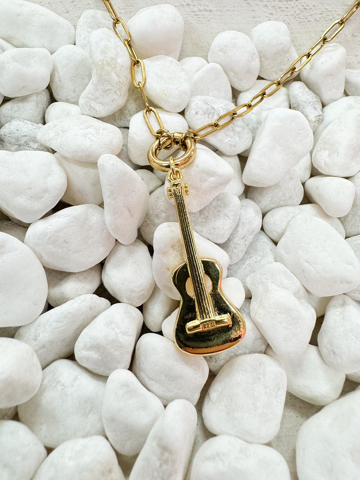 Large Gold Guitar Charm - The Pink Pineapple 850