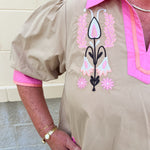 Latte Petal Contrast Collar Midi Dress - The Pink Pineapple 850