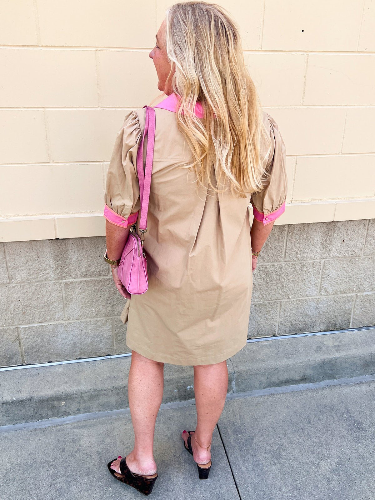 Latte Petal Contrast Collar Midi Dress - The Pink Pineapple 850