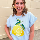 Lemon Sky Short Sleeve Sweater - The Pink Pineapple 850