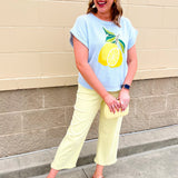 Lemon Sky Short Sleeve Sweater - The Pink Pineapple 850