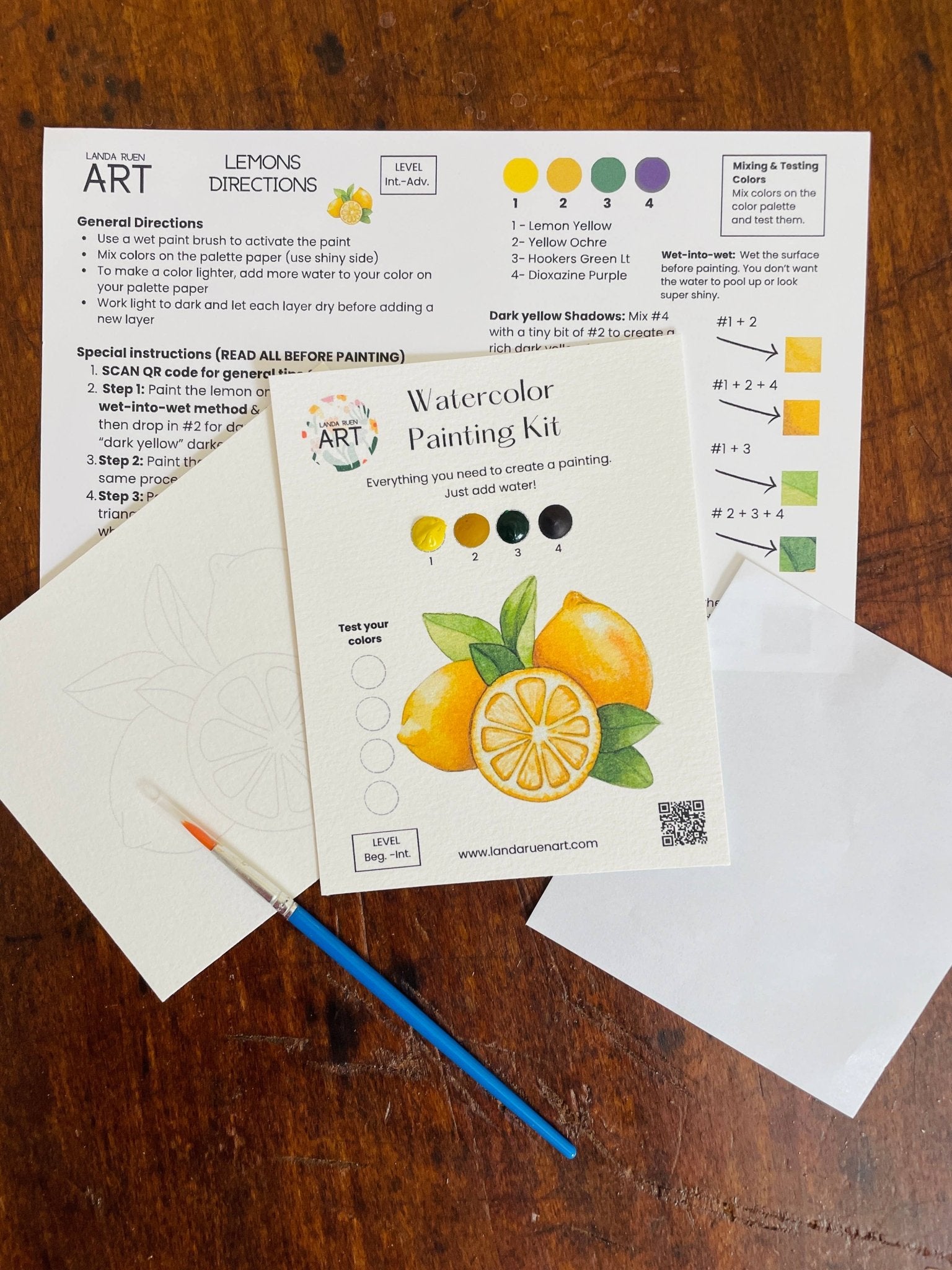 Lemons Watercolor Kit - The Pink Pineapple 850
