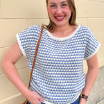Light Blue Contrast Knit Top - The Pink Pineapple 850