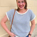 Light Blue Contrast Knit Top - The Pink Pineapple 850