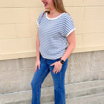 Light Blue Contrast Knit Top - The Pink Pineapple 850