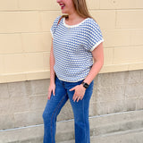 Light Blue Contrast Knit Top - The Pink Pineapple 850