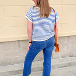 Light Blue Contrast Knit Top - The Pink Pineapple 850