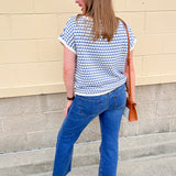 Light Blue Contrast Knit Top - The Pink Pineapple 850