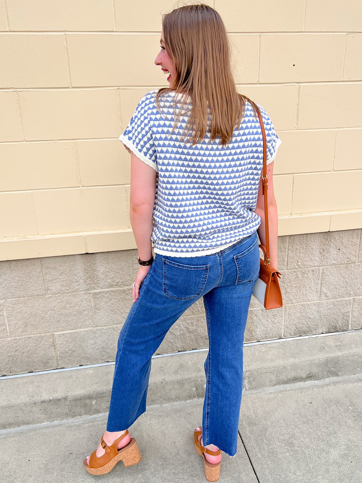 Light Blue Contrast Knit Top - The Pink Pineapple 850