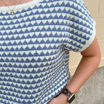 Light Blue Contrast Knit Top - The Pink Pineapple 850