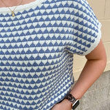 Light Blue Contrast Knit Top - The Pink Pineapple 850