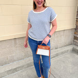 Light Blue Contrast Knit Top - The Pink Pineapple 850