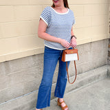 Light Blue Contrast Knit Top - The Pink Pineapple 850