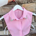 Light Pink Faux Collar with Rhinestones and Pearls - The Pink Pineapple 850