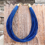 Lily Leatherette Strand Necklace in Blue Luster - The Pink Pineapple 850