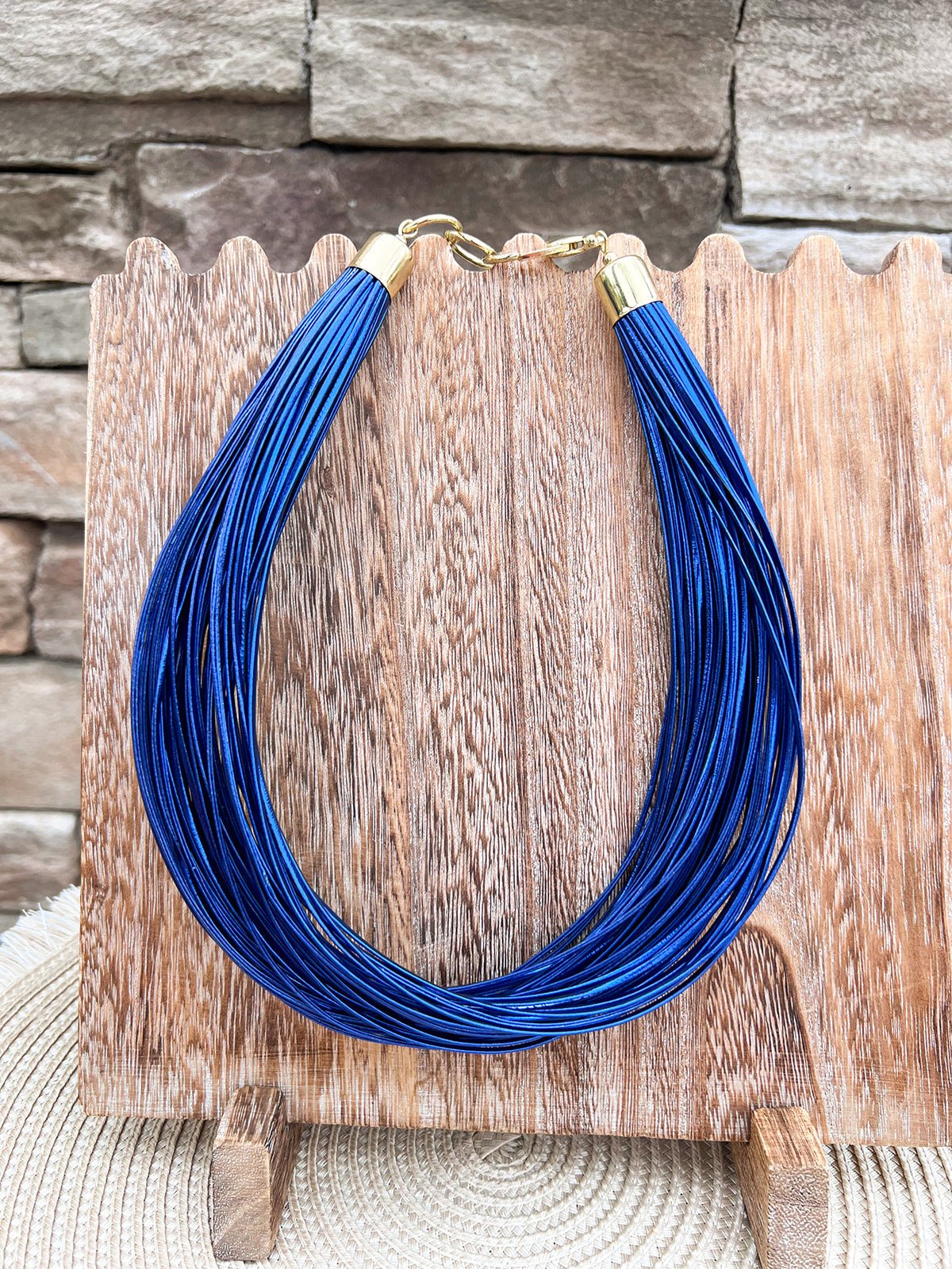 Lily Leatherette Strand Necklace in Blue Luster - The Pink Pineapple 850