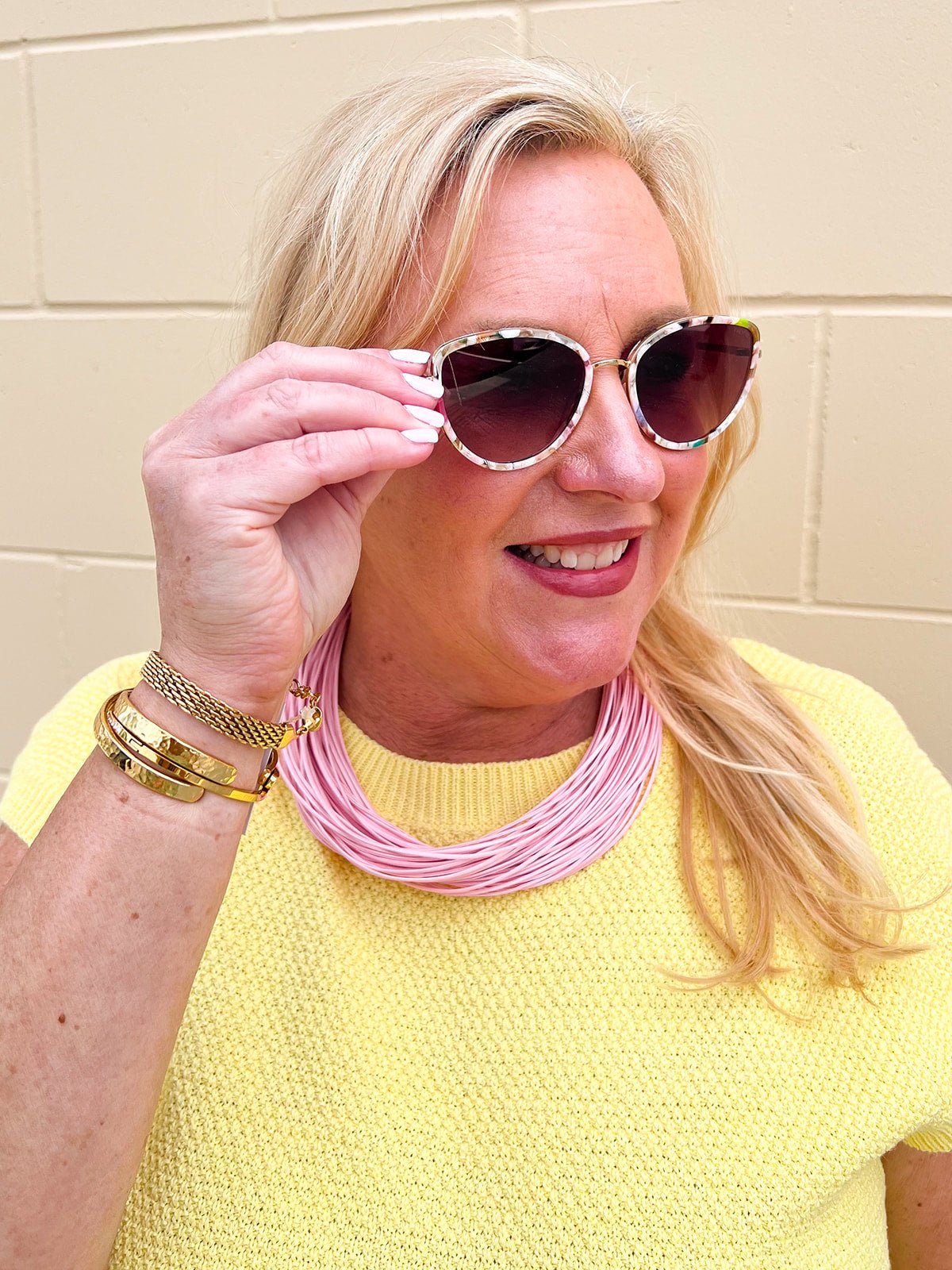 Lily Leatherette Strand Necklace in Blush Pink - The Pink Pineapple 850