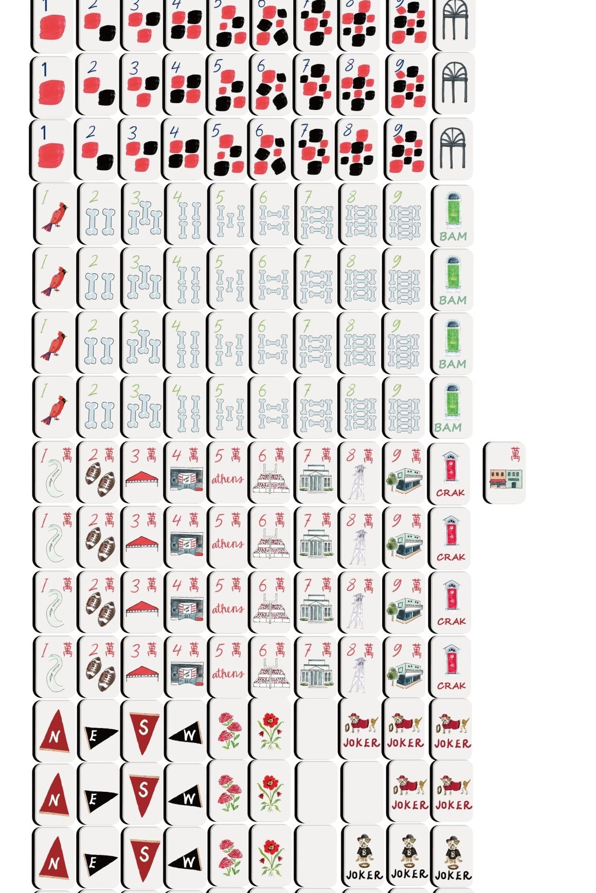Limited Edition Athens Georgia Gameday Mahjong Tiles- PREORDER - The Pink Pineapple 850