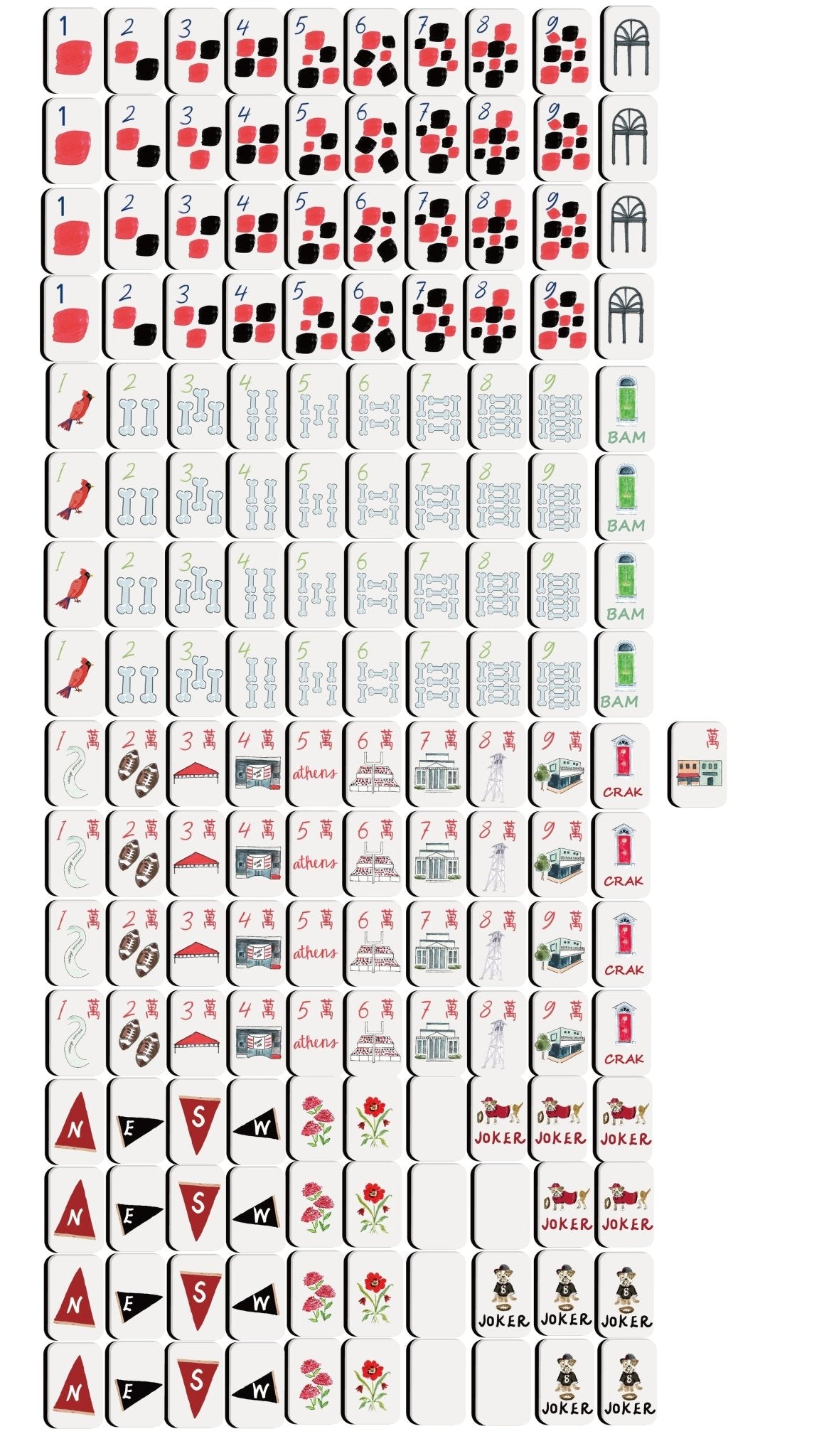 Limited Edition Athens Georgia Gameday Mahjong Tiles- PREORDER - The Pink Pineapple 850