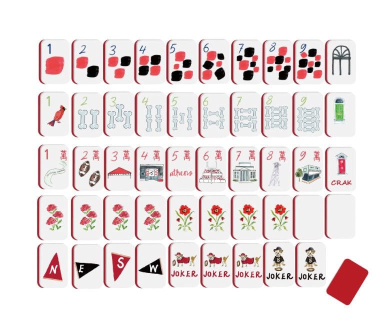 Limited Edition Athens Georgia Gameday Mahjong Tiles- PREORDER - The Pink Pineapple 850