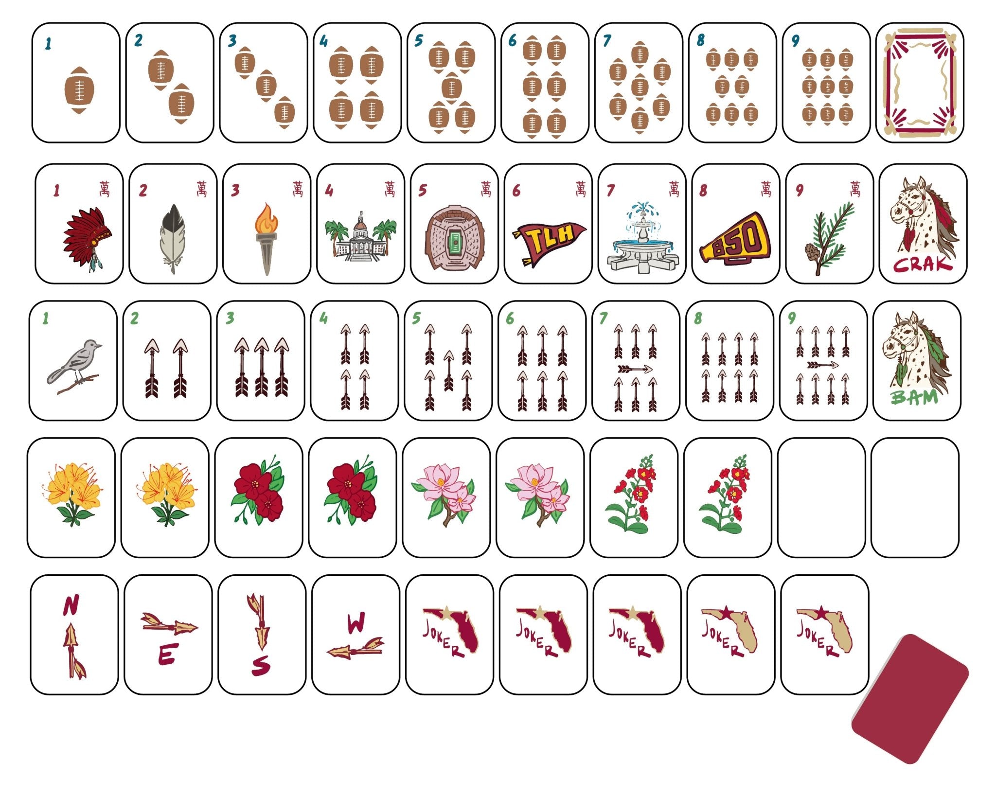 Limited Edition Tallahassee Florida Gameday Mahjong Tiles- PREORDER - The Pink Pineapple 850
