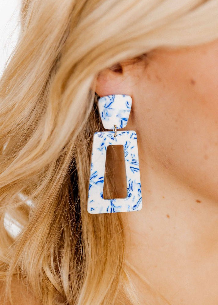 [LINNY CO] Kennedy Blue China Earrings - The Pink Pineapple 850