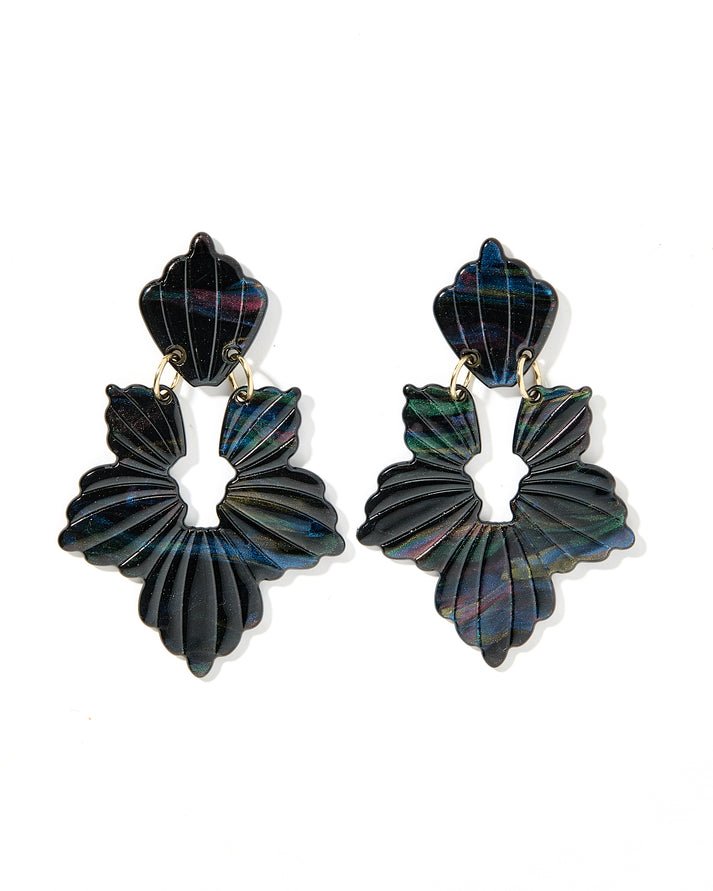 [LINNY CO] Michelle Black Iridescent Earrings - The Pink Pineapple 850