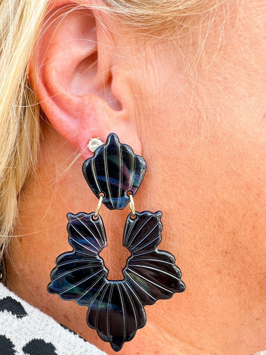 [LINNY CO] Michelle Black Iridescent Earrings - The Pink Pineapple 850