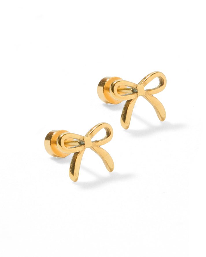 [Linny Co] Sadie Gold Bow Stud Earrings - The Pink Pineapple 850