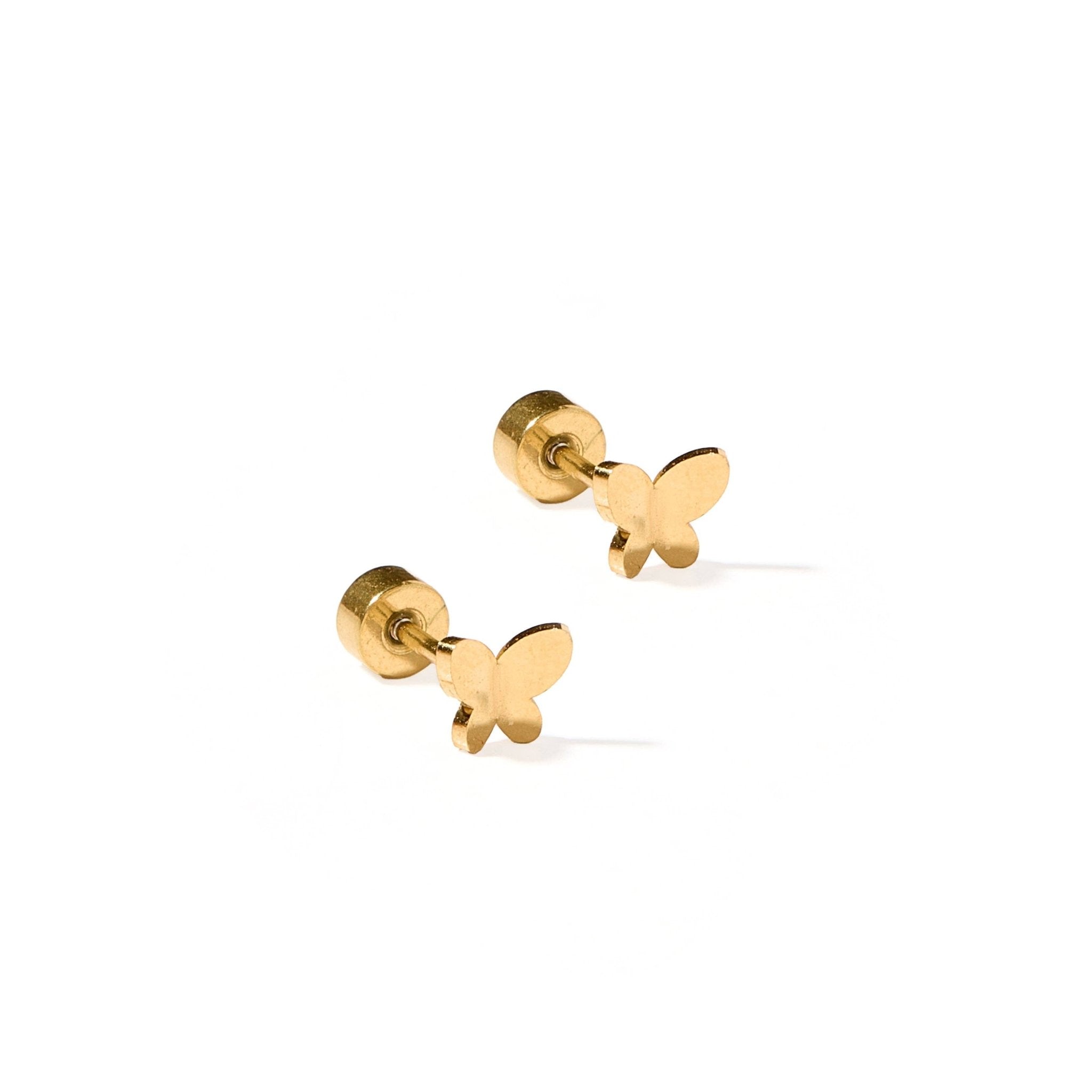 [Linny Co] Screwback Stud Earrings - Billie Butterfly Gold - The Pink Pineapple 850