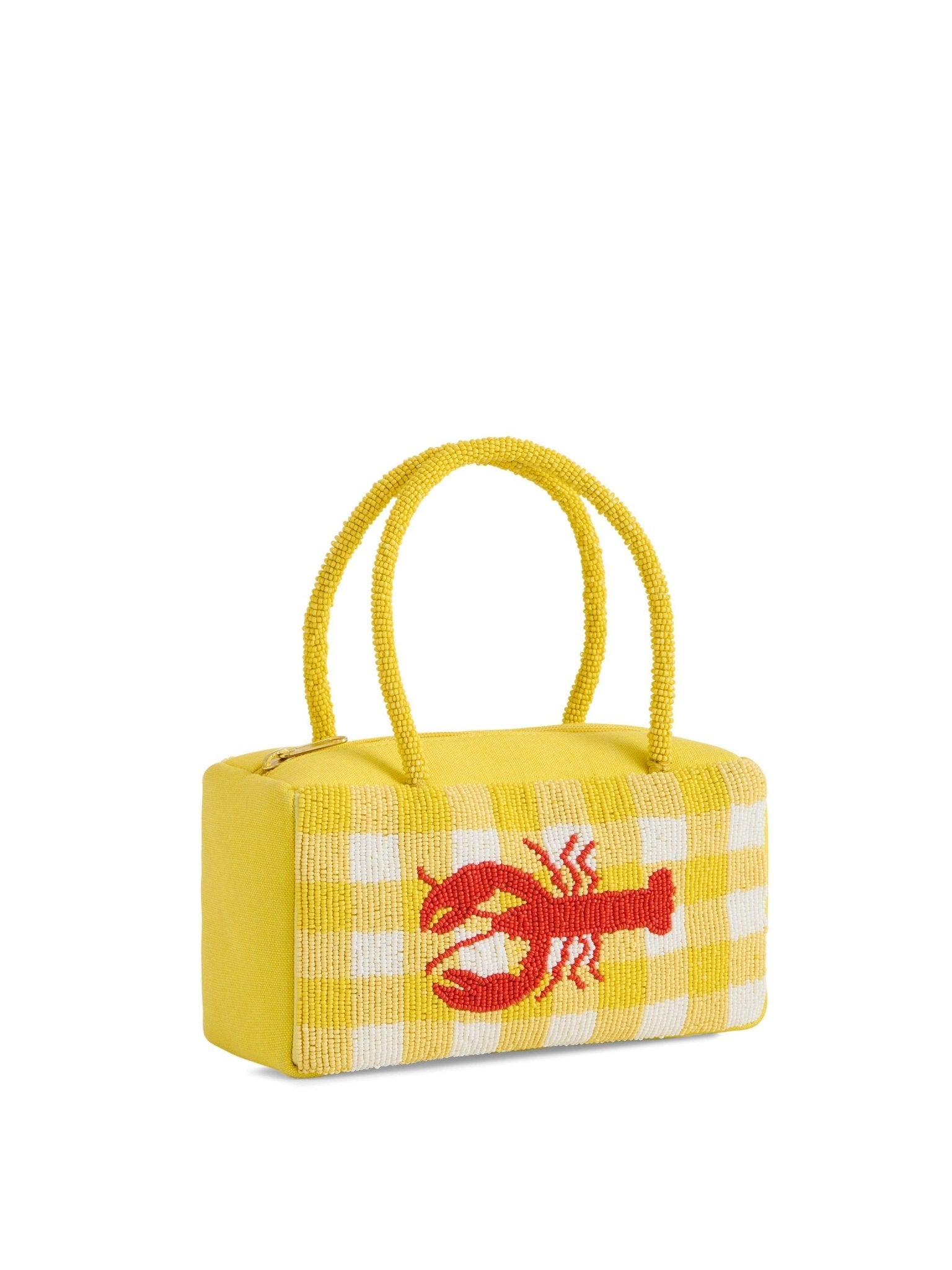 Lobster Checkered Beaded Mini Bag Yellow - The Pink Pineapple 850