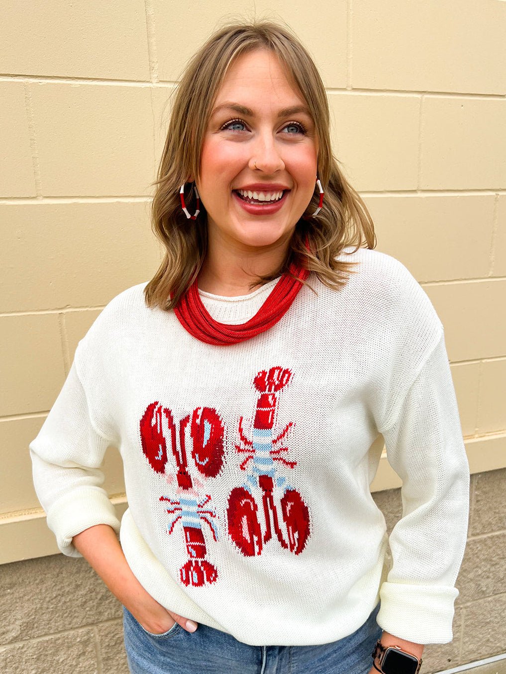 Lobster Lane Lightweight Sweater - The Pink Pineapple 850