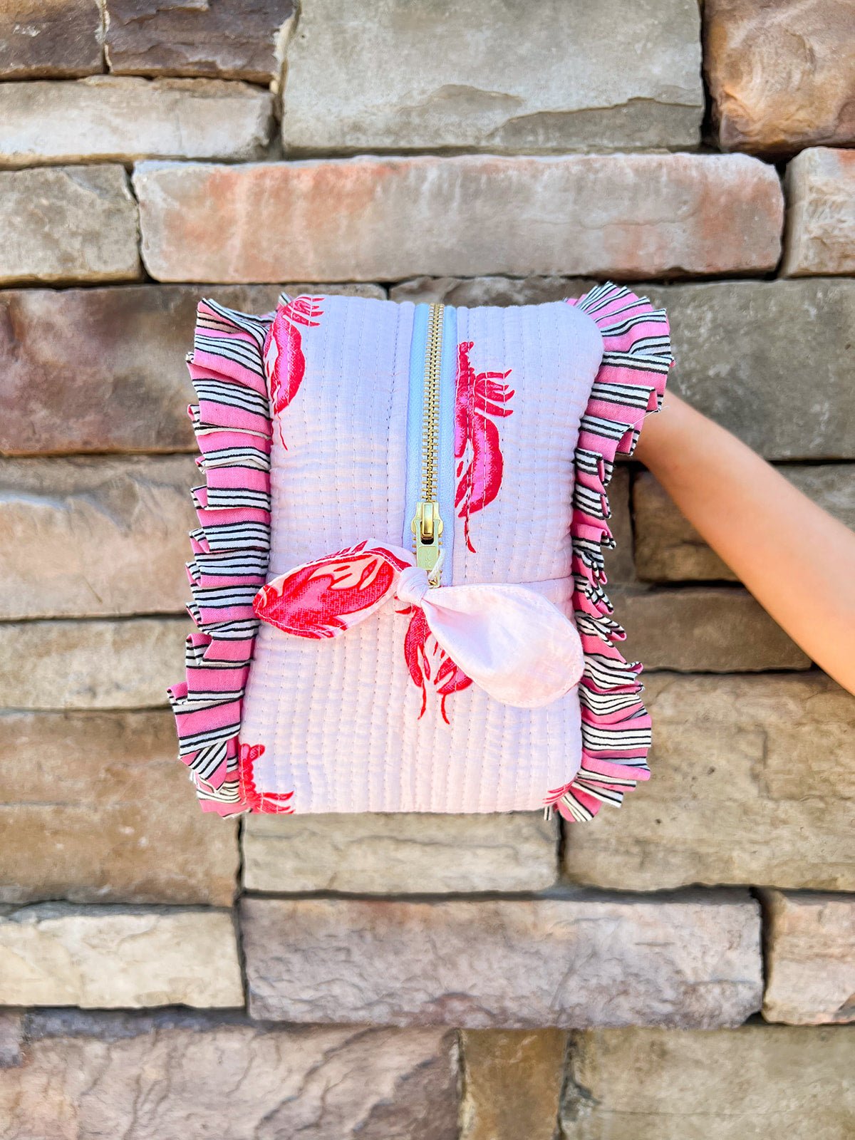 Lobster Love Ruffle Cosmetic Bag - The Pink Pineapple 850