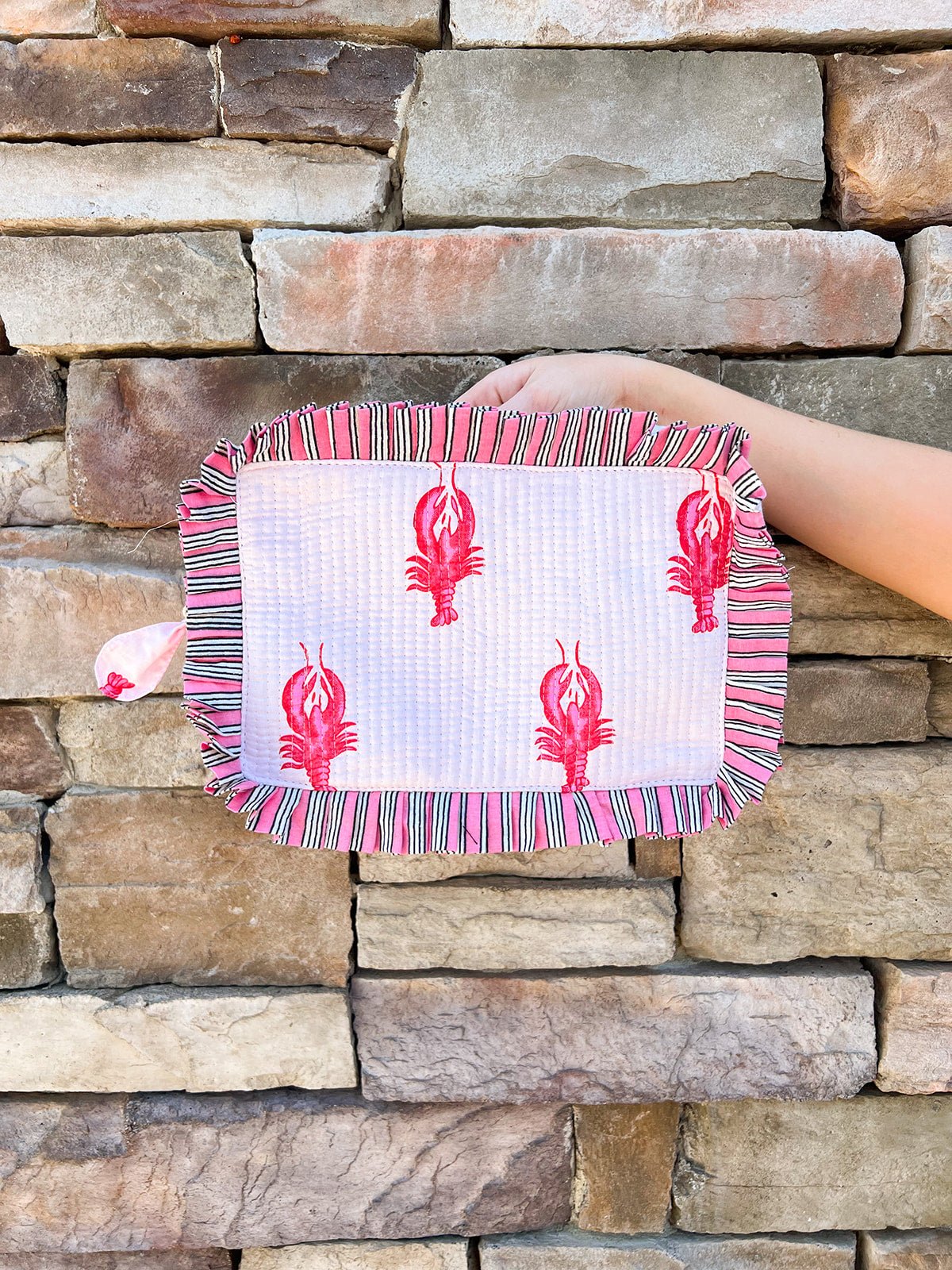 Lobster Love Ruffle Cosmetic Bag - The Pink Pineapple 850